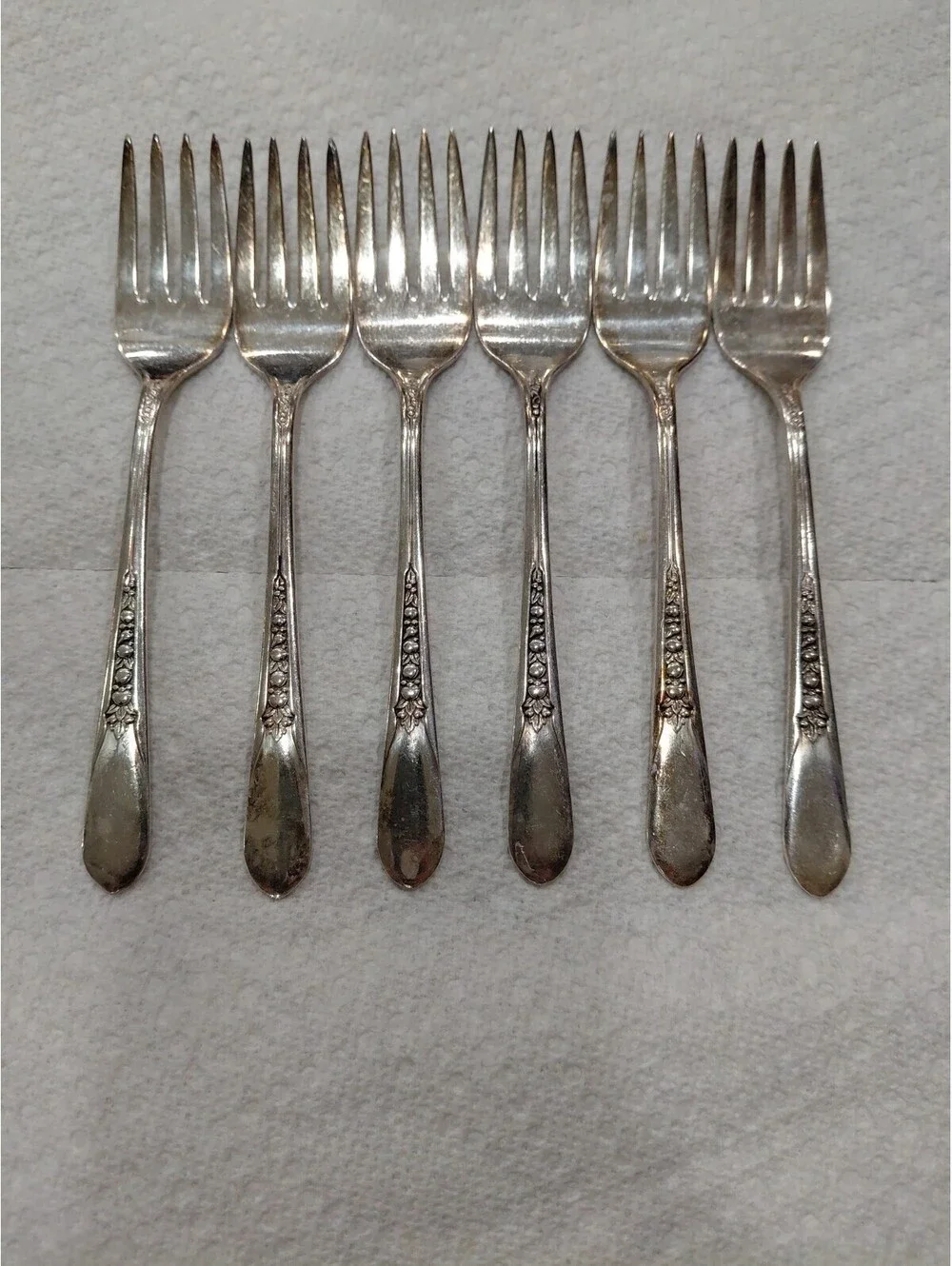 6 WM Rogers Silver Plate 1941 Priscilla Lady Ann Salad Forks 6